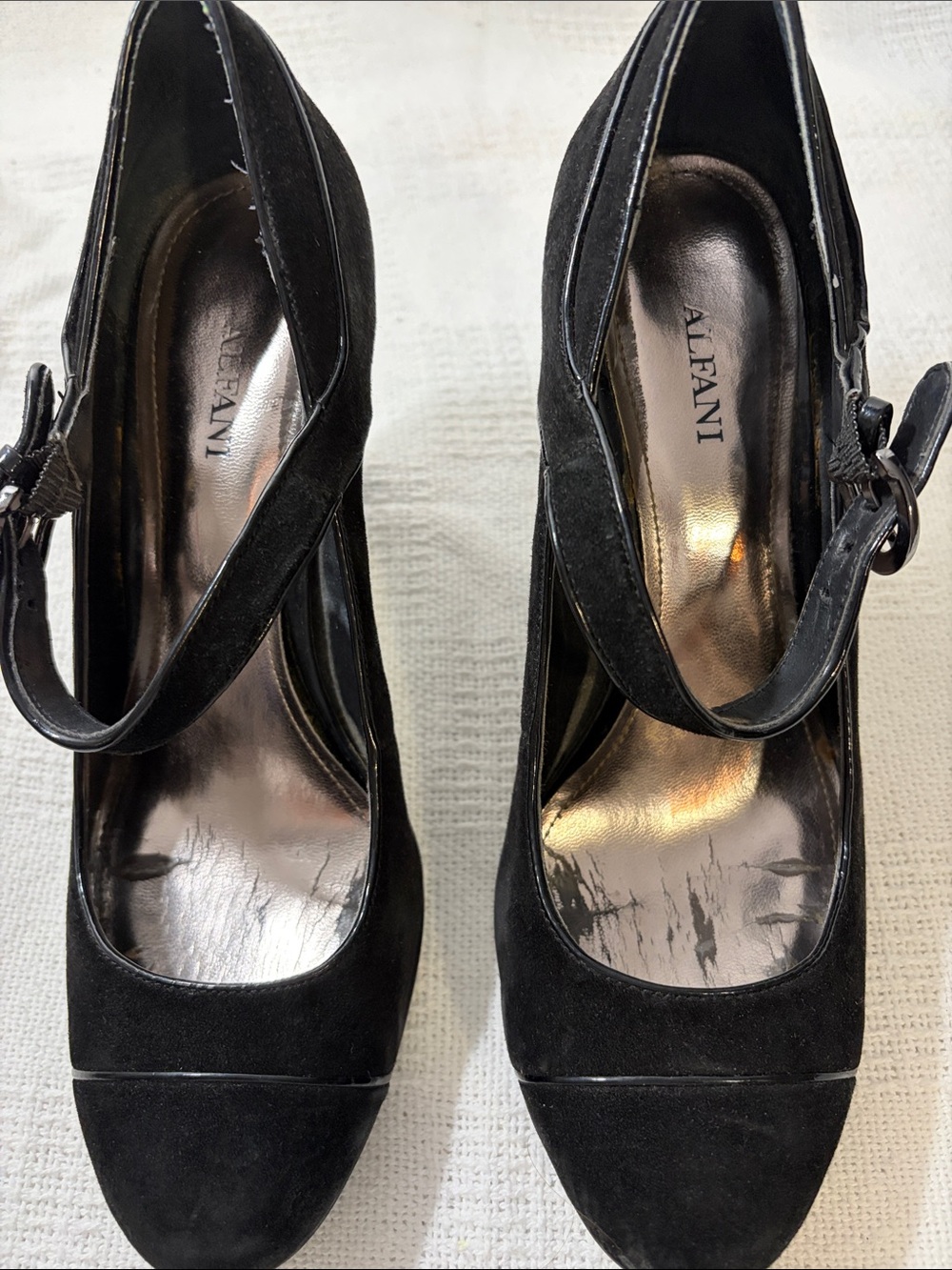 Alfani Black Suede Ankle-Strap Platform Pumps